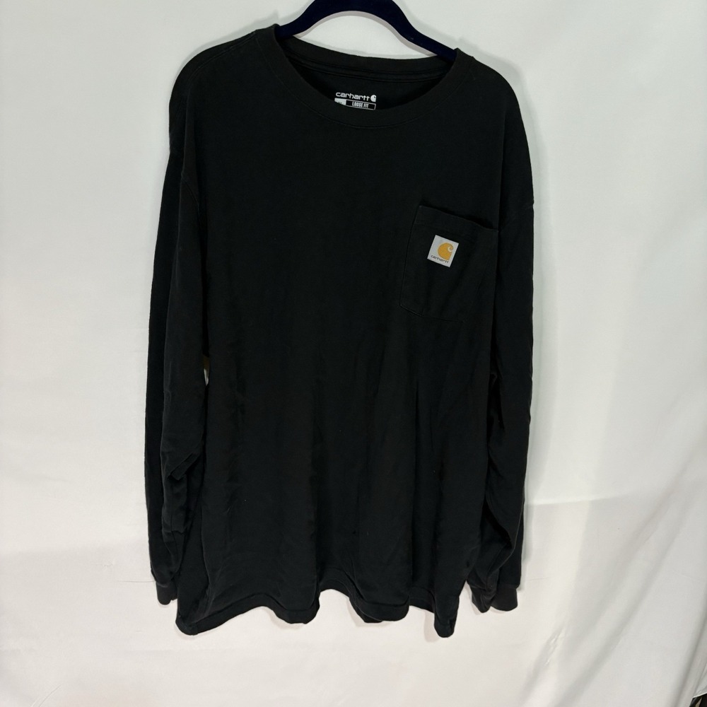 Carhartt K126 Long Sleeve Pocket T-Shirt Mens XL Black Loose Fit Cotton Blend